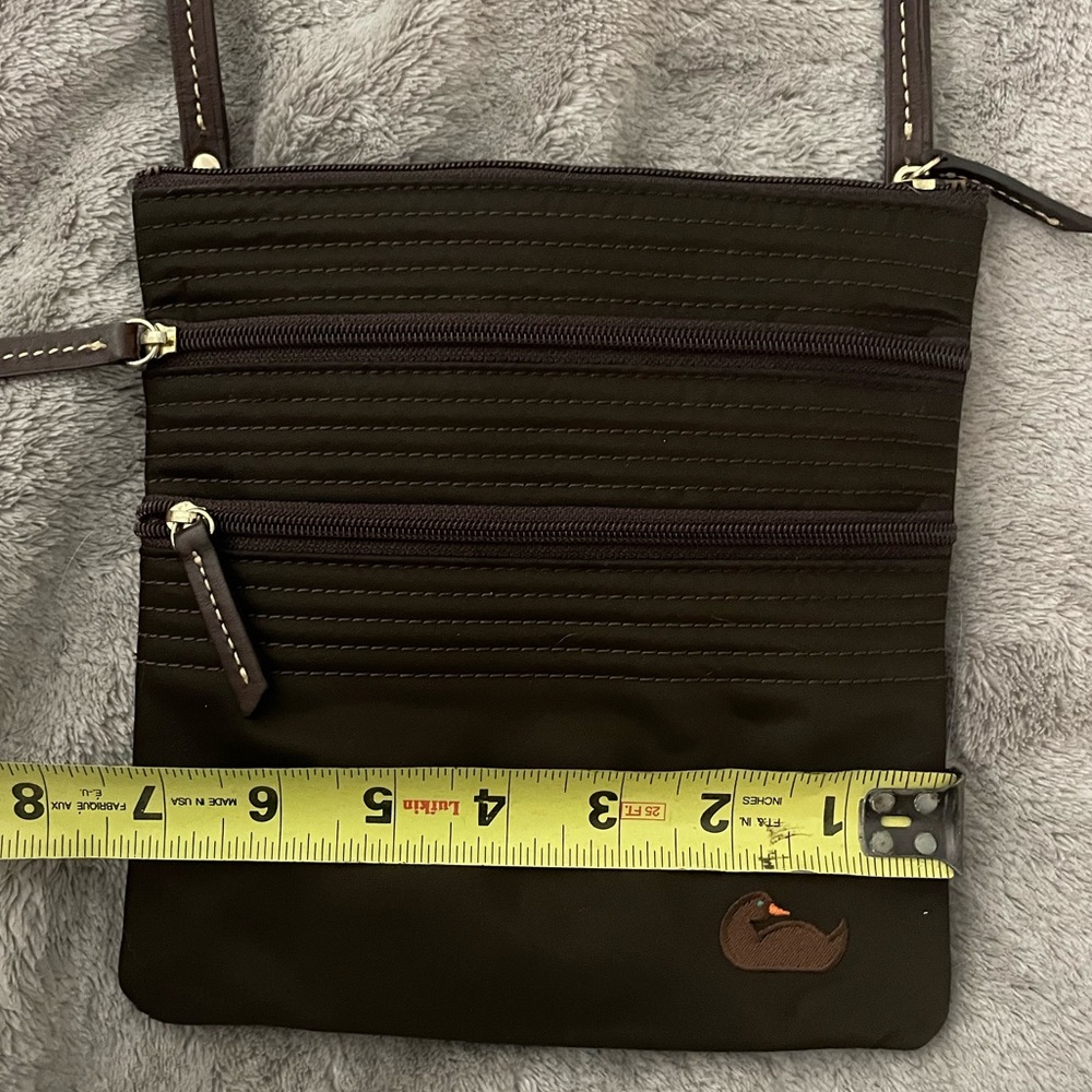 Dooney & Bourke Nylon Double Zipper Shoulder or Crossbody Bag with Pink Interior - Picture 6 of 7